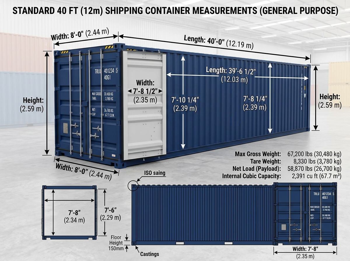 40ft Standard Container Dimensions